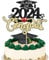 Graduation Cake Topper Abschluss Tortendeko 2024 Kuchen Deko Glitzer Cake Decoration für Graduation Party, Abschlussfeier, Schulabschluss (Gold)