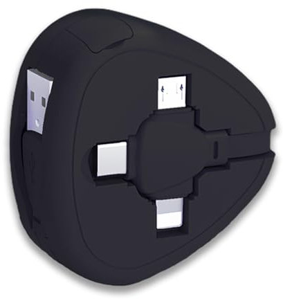 Gartmost Three in One Charging Cable Cord 3 in 1 Retractable Cord - 3.6 Feet USB Cable Fast Charger Compatible/Type-C/Micro/Compatible with Phone/Android (Black)