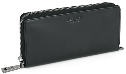 Berliner Bags Premium Geldbörse Lyon, Große Portemonnaie, Geldbeutel aus Leder, mit TÜV-geprüftem RFID-Schutz, inkl, Geschenk-Box, für Damen – Schwarz