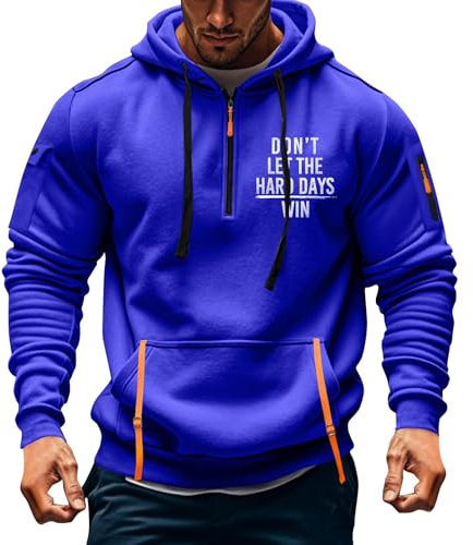 Hoodie Herren Oversize Winter Dicke Kapuzenpulli Casual Sweatshirt 2024 Winter Pulli Hip Hop Outdoor Kapuzenpullover Personalisierte Hoodie Langarm Pullover mit Taschen Kordelzug(Royal Blue,XL)