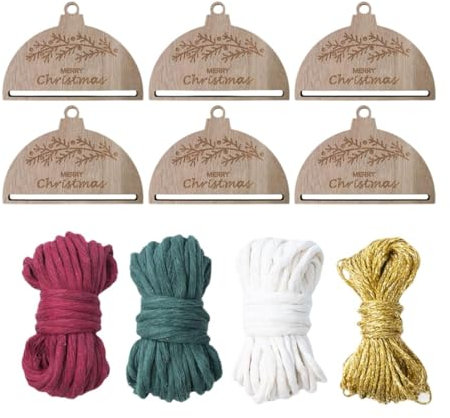 Nishiyuenyi 6 Stück Holz-Makramee-Dekorationen mit Loch und AST-Muster, Weihnachtsbaum-Dekoration, Geschnitzte Holzspäne für Wohnzimmer