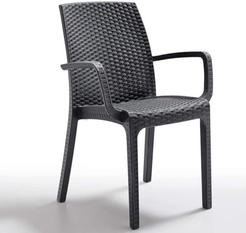 Bica Verona Stuhl mit Armlehnen, Graphit, Gartenstuhl, Wetterfest