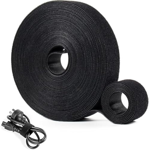OneLeaf Attachment Cable Management Roll, Cut to Length Straps, Reusable Multi-Purpose Cords Management, Double-Sided Hook and Loop Cable Ties Roll (10 m x 2.5 cm)