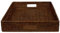 Tablett Rattan Rechteckig - Großes Serviertablett aus natürlichem Rattan mit Griffen & hohem Rand - Korbtablett, Deko Tablett (50x40x8cm) (Dark Mokka)