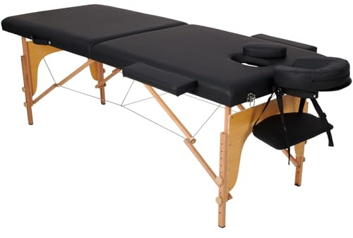 Brixy Klappbare Massagetafel, professionelle Behandlungsbank mit 250 kg Tragkraft, 8-Fach höhenverstellbar und Tragetasche, Schwarz