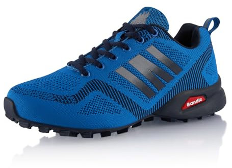 Fusskleidung® Damen Herren Wanderschuhe Atmungsaktive Trail Running Trekkingschuhe Grau Dunkelblau EU 46