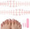 TOMICCA French False Toenails Set, 150 Pcs Nude Pink Short False Toe nails with Nail Glue and Strip, 12 Sizes Full Cover Artificial Feet Nail Tips for Women Nail Art