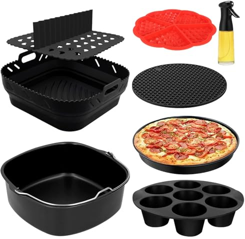 Heißluftfritteuse Zubehör für COSORI Turboblaze 5,5L/6L/6,2L/6,4L/Turbo Tower Pro 10,8L,Double Stack Heißluftfritteuse Zubehör für Philips Airfryer XXL,Auflaufform Backform Airfryer Accessories siliko
