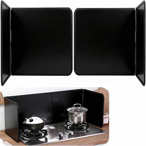 Wuciray Spritzschutz Herd Faltbar Aufstellbar Spritzschutzs Küchenrückwand Herd Spritzschutz Küchenwand mit Antihaftbeschichtet Schwarz 40cm Hoch