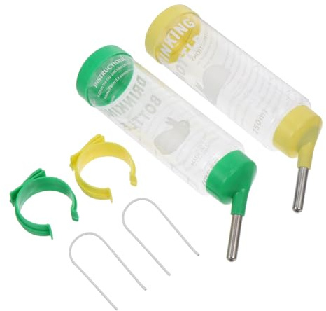 HOMSFOU Distributeur d'eau pour Lapins et Petits Animaux, Lot de 2 Bouteilles Suspendues 250 ML, Fontaine à Eau Anti-Fuite en Plastique Sûr, Cage et Habitat Domestique