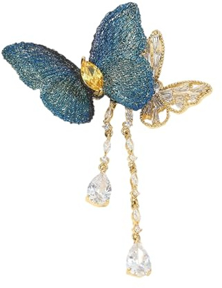 Broche papillon en tissu élégant en forme de feuille de métal, accessoire de bijoux en tissu léger pour femmes, usage quotidien, accessoire de bijoux papillon fait à la main