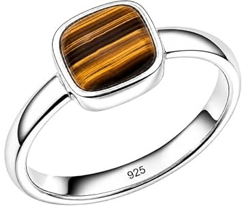 Meadows 925 Sterling Silber Ring für Damen, Kissenförmiger Solitärring mit Edelstein, minimalistischer handgefertigter Schmuck R-28