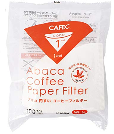 CAFEC 100 filtri monouso a forma di cono bianco V60 01 stile universale da 1 a 2 tazze da caffè usa e getta per versare sopra il gocciolatore