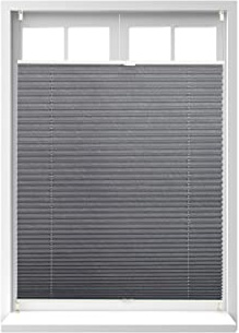 Relaxdays Plissee Rollo ohne Bohren, Klemmfix zum Kleben, BxH: 90 x 130 cm | Faltrollo lichtdurchlässig, Faltstore grau
