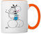 Spreadshirt Diddl Diddlmaus Winkt Fröhlich Tasse Zweifarbig, One size, Weiß/Orange
