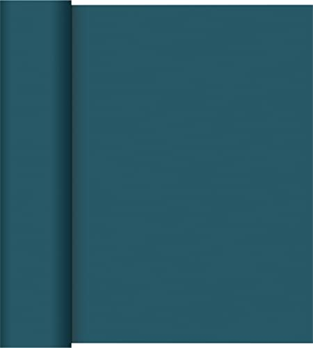 Duni Dunicel Tischläufer Tête-à-Tête Ocean Teal 0,40x24 m, Tete a Tete Petrol mit 20 perforierten Abschnitten à 1,20 m lang und 0,40 cm breit