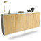 Dekati Sideboard Lakewood hängend (180x77x35cm) Korpus Weiss matt - Front Holz-Design Eiche - Push to Open