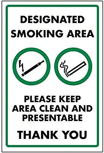 V Safety 57061BC-R Deated Smoking Please Keep Area clean Schild, weiß, 300mm x 400mm