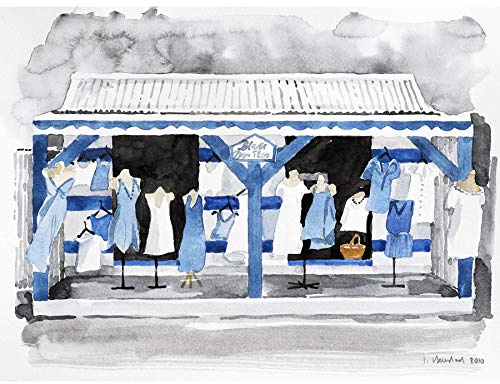 Artery8 Bernhard Blau-Weiß-Kleidergeschäft Guadeloupe Großer Leinwanddruck 46x61 cm