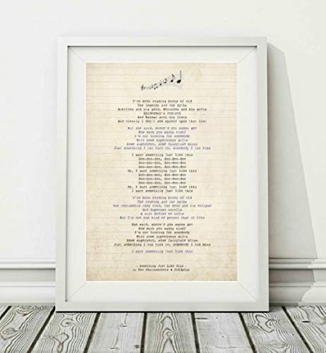 Didymus Co The Chainsmokers & Coldplay – Something Just Like This – Songtext Kunstdruck, ungerahmt – Größen A4 A3 (A4)