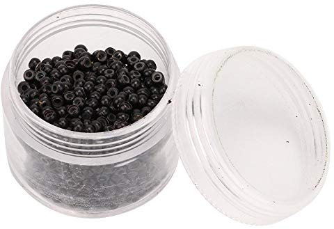 1000pcs Silicone Lined Micro Links Rings Beads Linkies Hair Extension Tool for Tip Stick Glue Feather Hair Extensions 3 x 2mm(Dark brown)