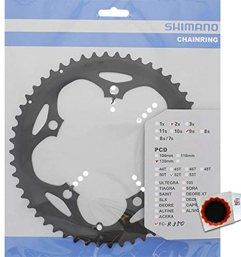 SHIMANO Kettenblätter Road FC-R350 52 Zähne 130mm Aluminium schwarz Fahrrad