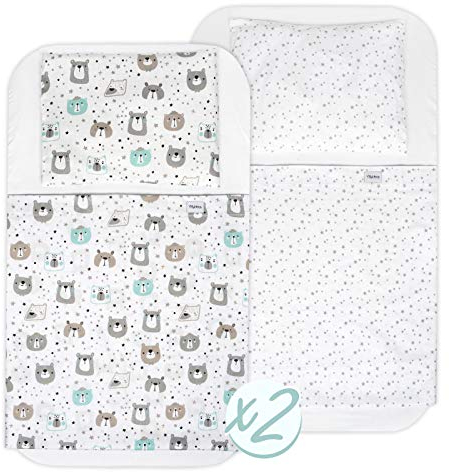 FlyIdeas Next 2 me Spannbettlaken Beistellbett Baby 83x50 cm, 8 STK - Komplett-Set mit wasserdichte Matratzenschoner für Baby Beistellbetten Next to me und Matratzen 50x83 und ähnlich, 100% Baumwolle
