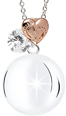 MAMIJUX Appelle anges maman idée cadeau grossesse collier femme rappel des anges chaîne acier, Taglia unica, Argent, Zircone cubique