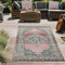 Teppich-Traum orientalischer Vintage LÄUFER für In- & Outdoor buntes Blumenmotiv rosa Größe 60x110 cm