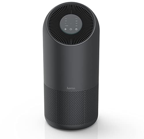 Hama Luftreiniger mit App filtert 99,95% Viren, Pollen, Tierhaare, Hausstaub (3-fach Filter mit Hepa, ideal für Allergiker, Aktivkohlefilter gegen Gerüche, Schlafmodus, Räume bis 65m2/250m3/h) grau