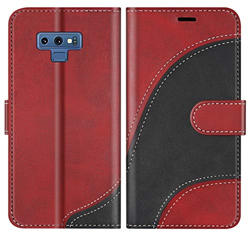 BoxTii Coque pour Galaxy Note 9, Portefeuille Etui en Cuir PU, Magnétique Protection Housse Coque pour Samsung Galaxy Note 9, Rouge