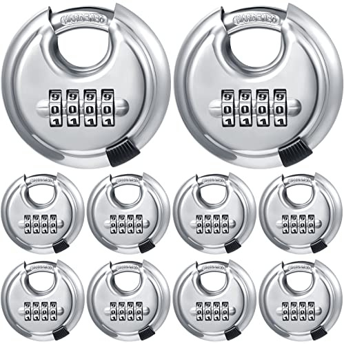 Maitys 10 Pack 4 Digit Combination Lock, Silver