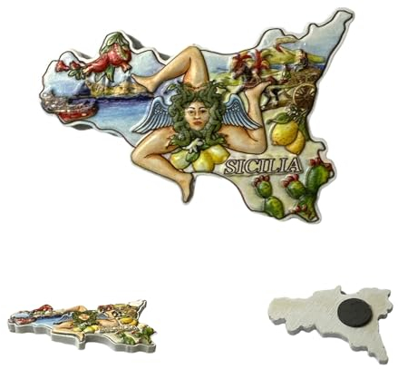Sizilien-Magnet, Tannenzapfen, Brombeerköpfe, Ficodindia, Harzmagnet, Souvenir-Magnet, x Geschenk, Sammlerstück, für Zuhause, Küche und Büro, Dekoration, Magnet für Kühlschrank und/oder Whiteboards