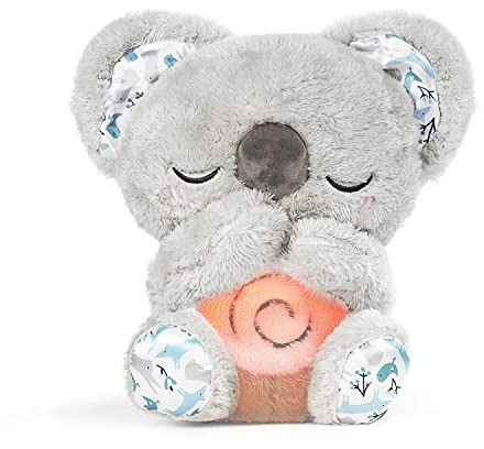 Auby Peluche Koala Loutre Respirants,Jouet Bébé 0-5ans avec 10 Berceuses, Lumières Respiration Calmante,Cadeau Garçon/Fille, Peluche Sensorielle Nuit Paisible (Koala Relaxant)