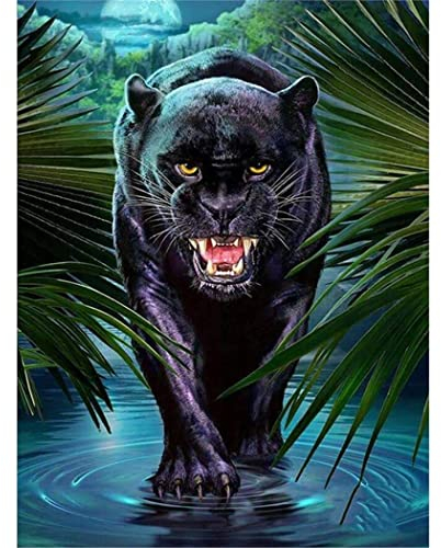 YSCOLOR Diamant Painting 5D Diy Diamond Art Kits Black Panther Diamant Malerei Kits Für Erwachsene Anfänger Kits Diy Kunsthandwerk Rundbohrer 30x40cm