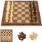 Zoutpy Schachset - Klappbares Holzschachbrett, tragbares Schachspiel 3 in 1, geeignet für Kinder und Erwachsene (29 * 29cm)