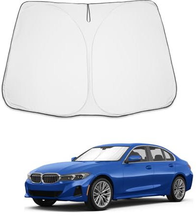 BIBIBO Parasol para Coche con protección UV Compatible con BMW 3-Series G20 G21 2019-2024, BMW 4-Series G22 G23 G24 2020-2024, BMW i3 G28 i4 G26 2022-2024, Parasol para Parabrisas Delantero, Plegable