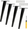 Toolzia Lot de 4 pieds de meubles obliques en métal de 25 cm, pieds de table en acier inoxydable antidérapants et silencieux pour meubles, canapés, armoires (noir)