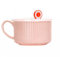 Cteahrow Ramenschale aus Keramik mit Deckel，tragbare Müslischale, japanische Suppenschüssel, Instant-Nudelschale mit Griff 1000ml (Rosa)