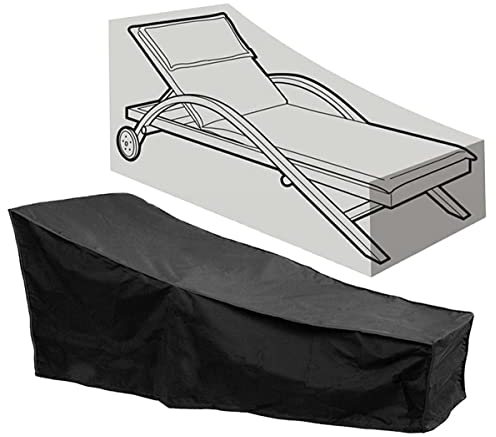 HomeShopXL Wetterfeste Schutzhülle Lounger Gartenstuhl Sonnenliege – 200L x 70H x 40H x 70B cm – Premium – Wasserdicht – Abdeckung für Garten – Wasserdicht – Schwarz