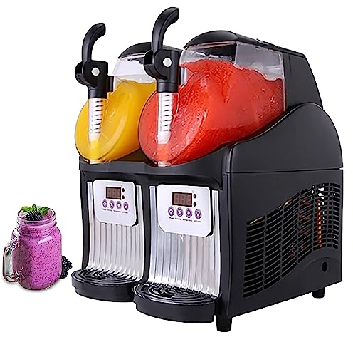 HYQNG Electric Ice Crusher Slush Machine 5L Crushed Ice Maker, 2 Tank Stainless Steel Drink Beverage Machine, Fruit Beverage Ice Tea Juice Dispenser