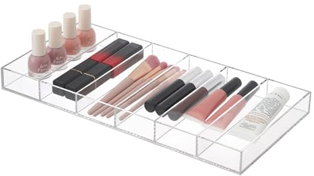 HOJKMA Aufbewahrungsbox für Brillen, 6-Slot Acryl Klarheit Sonnenbrillen Brillenorganizer Verdickter Brillenbox Schmuckkasten Brillenständer Tablett für Uhren Ketten, Brillen, Kosmetika, Lesebrillen