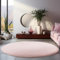 HomebyHome Kurzflor Teppich Wohnzimmer 200 cm Rund Rosa - Waschbarer Flauschiger Teppich Extra Weich, rutschfest, Modern