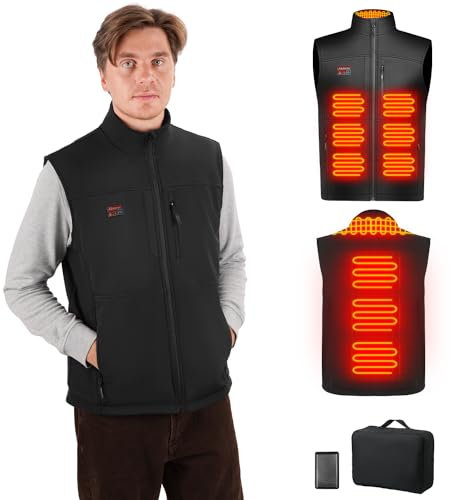 Moteoza Heated Gilet for Men, Rechargeable Heating Jacket with 10000 mAh Battery Pack, Winter Fleece Heated Vest with 3 Adjustable Temperature