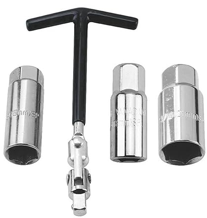 UV STYLISH Zündkerzen Steckschlüssel Satz - Auto und Motorrad 4 TLG, Zündkerzen Entferner Werkzeug, T-Bar-Steckschlüssel, 16/18/21mm, für Auto und Motorrad Zündkerzen Entferner (Schwarz)