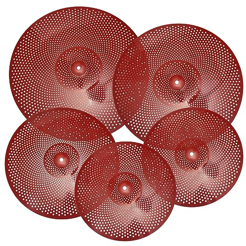 QUARKZMAN Muti Piatti Set 14/16/18/20 Basso Volume Esercitazione Piatti con Borsa (Rosso, 5pz)