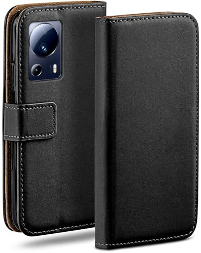 moex Book Case für Xiaomi 13 Lite Handyhülle mit Kartenfach, Hülle klappbar 360 Grad Schutzhülle, Klapphülle Flip Case Cover, PU Leder Handytasche Lederhülle, Schwarz
