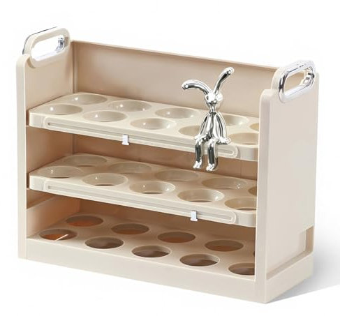 Tiersphere Egg Storage Container for Refrigerator, 30 count eggs holder, egg holder for fridge,home essentials, Fridge door storage box, Three layers, Charming Bunny, Get free egg separator