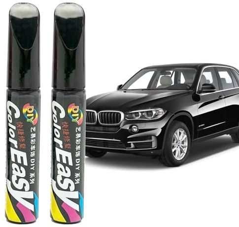 BMHNQ 2 Stück Lackstift Schwarz Auto Lackstift Schwarz Lackstift Schwarz Lackreparaturstift Auto Lackstift Auto Pinsel Kratzerentferner Autokratzer Reparaturmittel Autolack Stift (Schwarz)