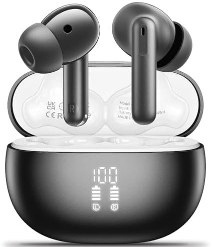 Aoslen Auriculares Inalámbricos Bluetooth 5.3, Cascos Inalambricos Bluetooth HiFi Estéreo Pantalla LED, 42H Auriculares in Ear Control Táctil y Incorporado ENC Cancelación de Ruido IP7 Impermeables